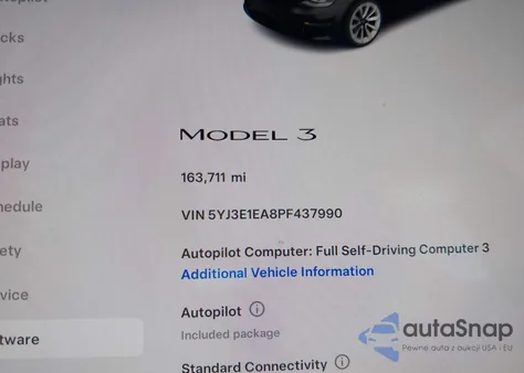 2023 Tesla Model 3 Rear-Wheel Drive z USA, uszkodzony, nr VIN 5YJ3E1EA8PF437990